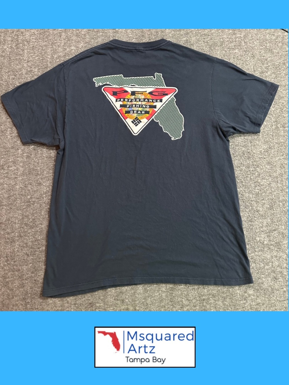 Columbia PFG Men’s Large Navy Florida Performance Fishing Gear Graphic T-Shirt